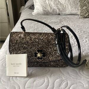 Kate Spade Odette Glittery Black and Rose Gold Mini Bag
